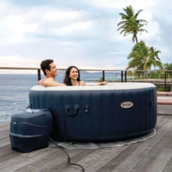 Spa Gonflable Intex PureSpa Blue Navy 4 Places -Piscine Magasin 28430ex spa gonflable blue navy 4 places
