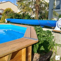 Enrouleur De Bâche à Bulles Pour Piscine En Bois Ubbink Luxe -Piscine Magasin 7504505 piscine bois ubbink ocea liner bleu 2