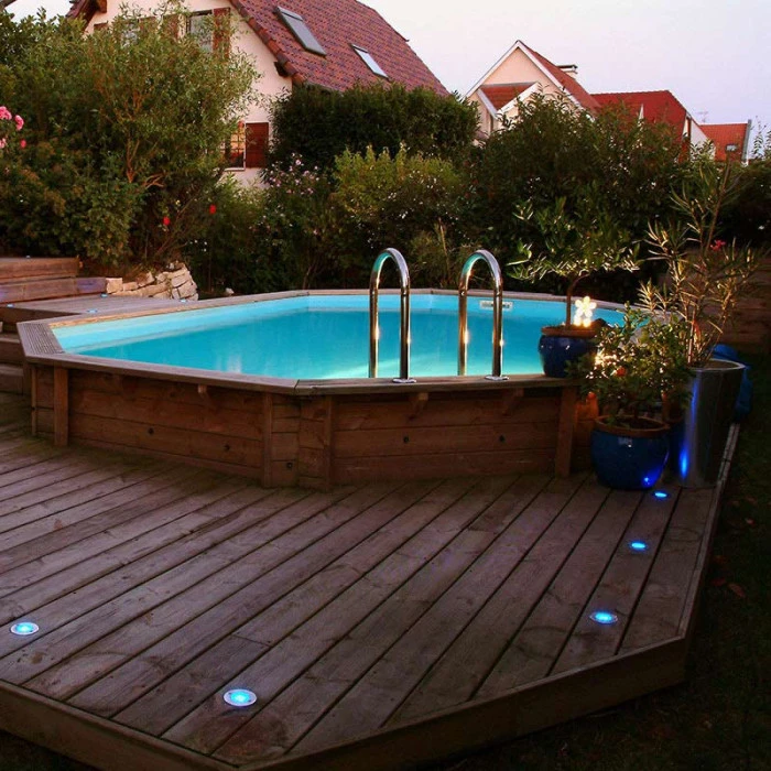 Piscine En Bois Octogonale Ubbink Océa 6,10 X 4,00 X 1,30 M - Liner Bleu 4 Piscine En Bois Octogonale Ubbink Océa 6,10 X 4,00 X 1,30 M - Liner Bleu – Image 2