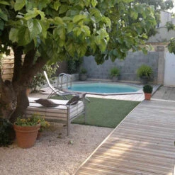 Piscine En Bois Octogonale Ubbink Océa 5,80 X 1,30 M - Liner Beige -Piscine Magasin 7504510 piscine bois octogonale ubbink ocea 580 beige ambiance