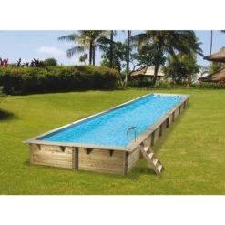 Piscine En Bois Rectangulaire Ubbink Linéa 15,50 X 3,50 X 1,55 M - Liner Beige -Piscine Magasin 7504552 piscine bois rectangulaire ubbink linea 350x1550 bleu 1