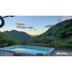 Piscine En Bois Rectangulaire Ubbink Sunwater 5,55 X 3,00 X 1,40 M - Liner Bleu -Piscine Magasin 7504755 piscine ubbink sunwater 300 555 beige ambiance soir 1