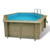 Piscine En Bois Hexagonale Ubbink Azura 4,10 X 1,20 M - Liner Bleu + Bâche à Bulles -Piscine Magasin azura 410 fond blanc