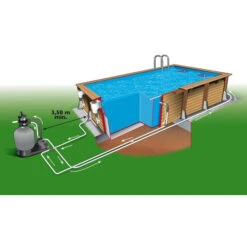 Piscine En Bois Rectangulaire Ubbink Azura 4,30 X 3 X 1,26 M - Liner Bleu 8 Piscine En Bois Rectangulaire Ubbink Azura 4,30 X 3 X 1,26 M - Liner Bleu -Piscine Magasin piscine azura ubbink 430 300 126 bleu 3