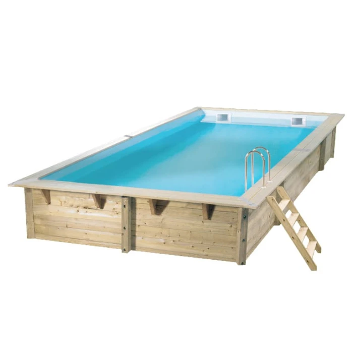 Piscine En Bois Rectangulaire Ubbink Azura 4,30 X 3 X 1,26 M - Liner Bleu 2 Piscine En Bois Rectangulaire Ubbink Azura 4,30 X 3 X 1,26 M - Liner Bleu