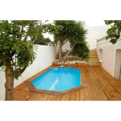 Piscine En Bois Octogonale Ubbink Azura 4,90 X 3,55 X 1,30 M - Liner Bleu -Piscine Magasin piscine ubbink azura 490 355 130 bleu 3