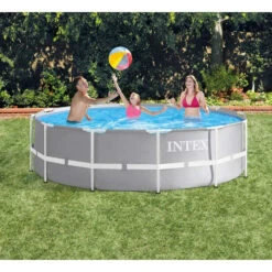 Piscine Tubulaire Ronde Intex Prism Frame 3,66 X 0,99 M -Piscine Magasin raviday piscine tubulaire ronde intex prism frame 366 x 99 cm gris ambiance