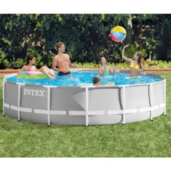 Devant -Piscine Magasin raviday piscine tubulaire ronde intex prism frame 4 57 x 1 22 m gris ambiance